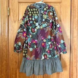 Zara Kids size 11-12 years long sleeves floral tiered dress